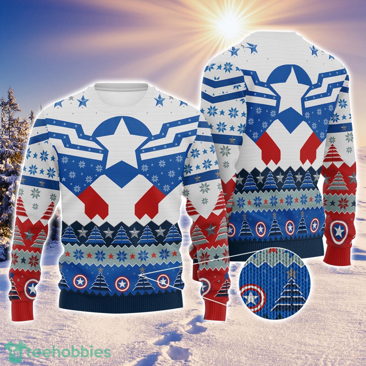 Superhero Christmas Sweatshirt Captain America Sweatshirts Iron Man Ugly Christmas Sweater Holiday Gift