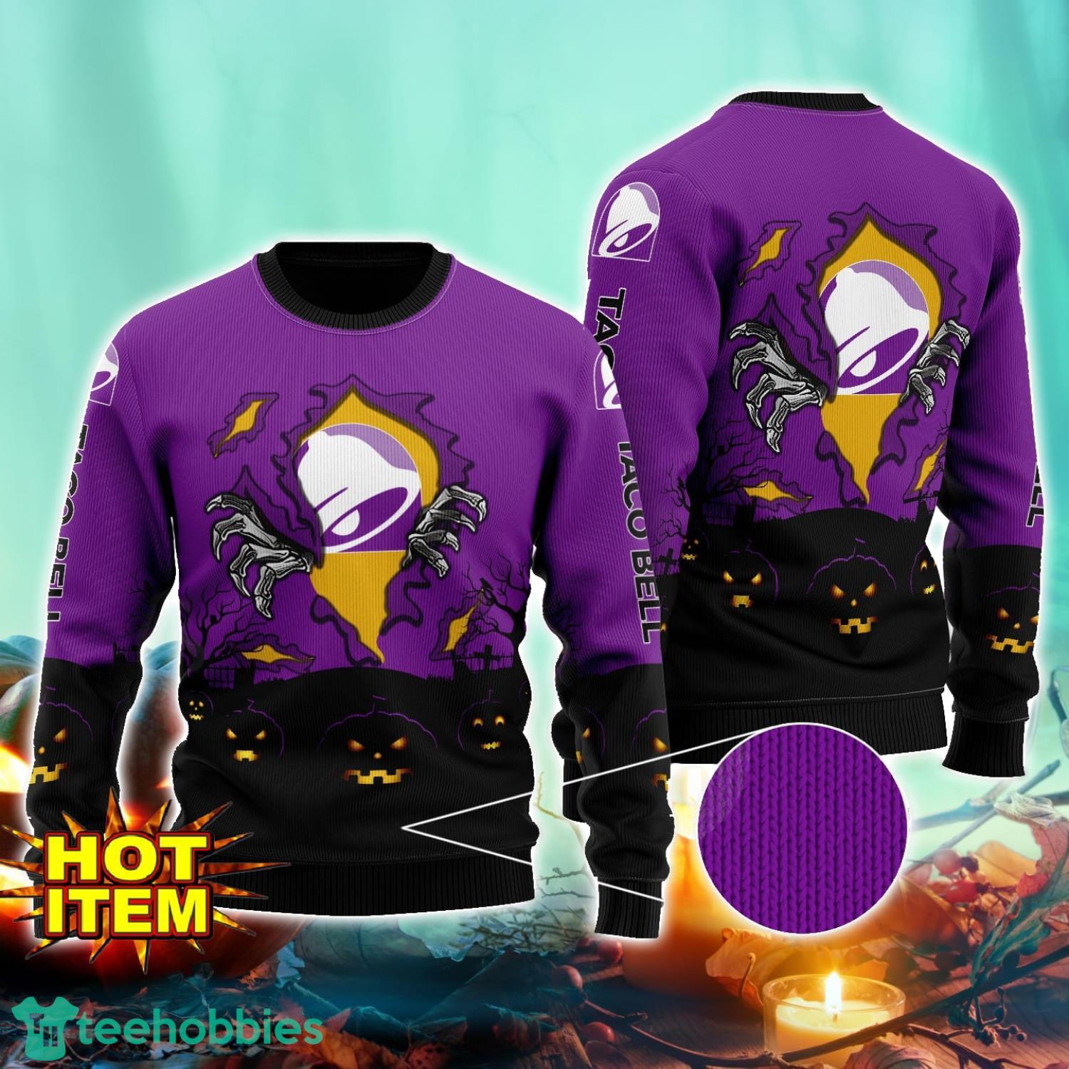 Taco Bell Scary Night Halloween Hand Pull Out Halloween 3D Sweater For Men and Women