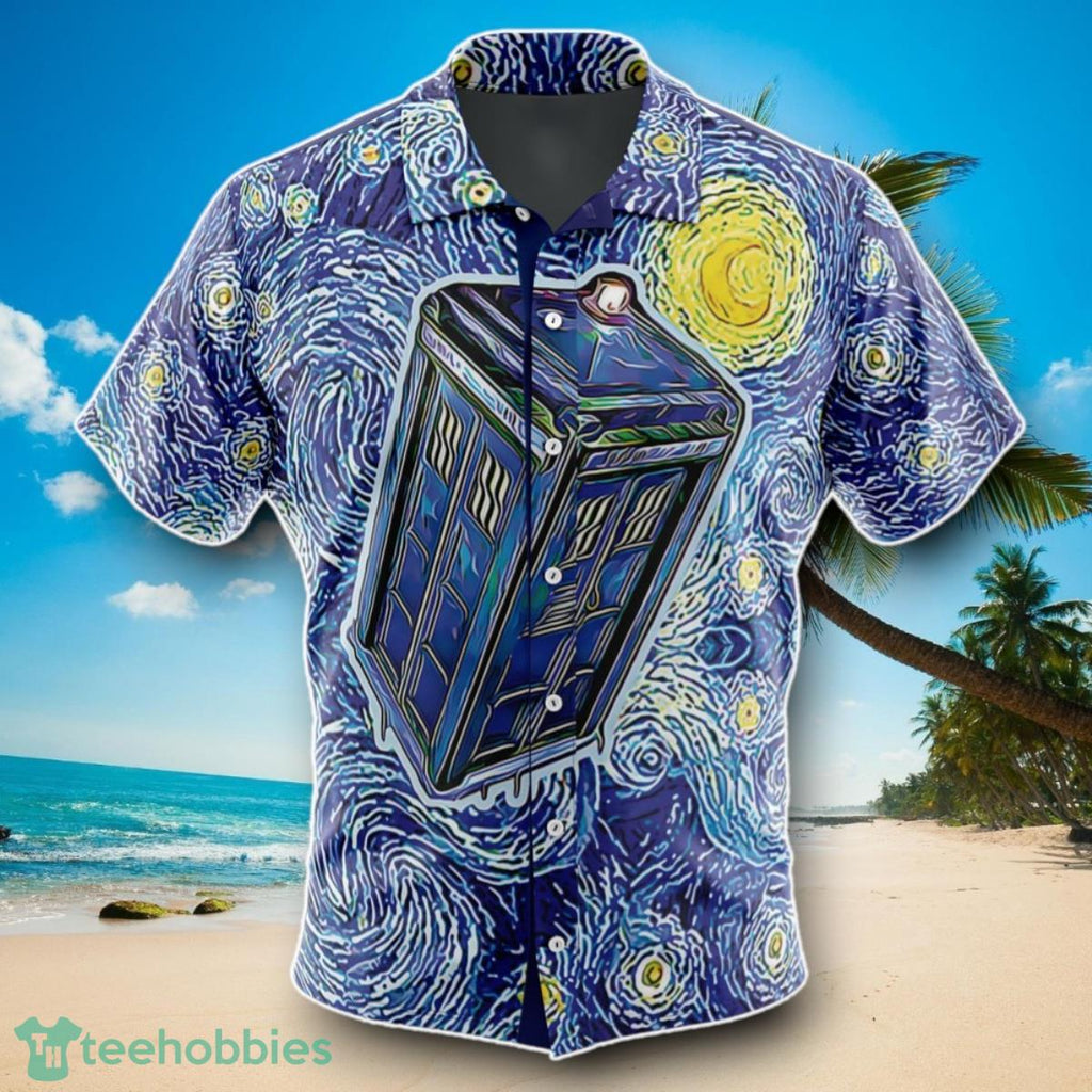 Tardis Starry Night Doctor Who Men’s Short Sleeve Button Up Hawaiian Shirt Impressive Gift
