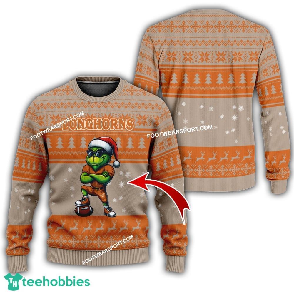 Texas Longhorns Player Grinch Ugly Xmas Sweater AOP Gift Holidays – Custom Number