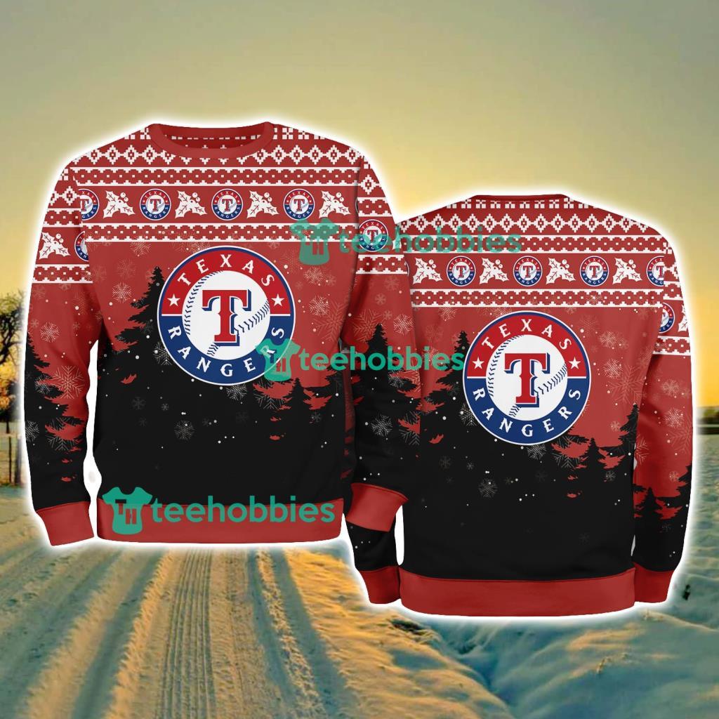 Texas Rangers MLB Knitting Pattern Christmas Tree Pine Happy Ugly Sweater Merry Chistmas