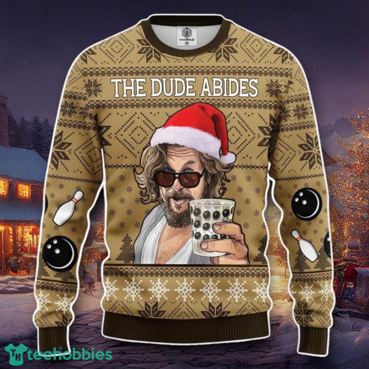 The Big Lebowski The Dude Abides Cute Christmas Gift Ugly Christmas Sweater Unique Gift