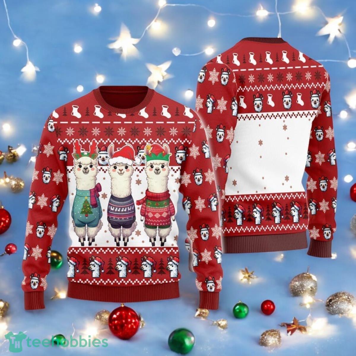 Three Llama Ugly Christmas Sweater Cute Alpaca Family Holiday All Over Print 3D Sweater