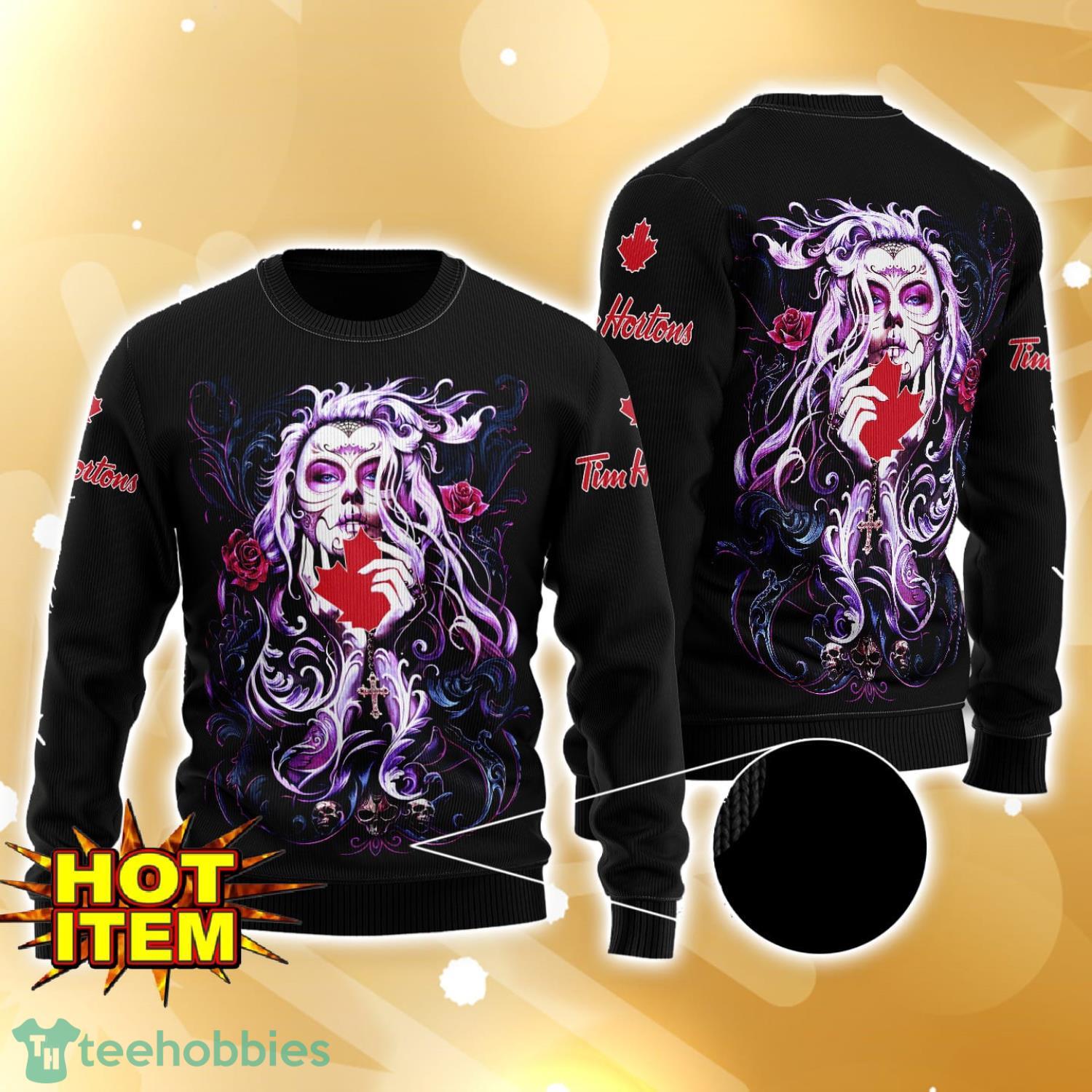 Tim Hortons Tattoo Girl 3D Ugly Christmas Sweater For Men And Women