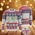 Ugly Christmas Sweater With And Navy Snowflake Pattern Featuring Nurse Stethoscope And Holiday Elements