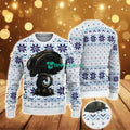 Ugly Christmas Sweater With Blue Snowflake Pattern Featuring Chivas Alien