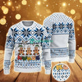 Ugly Christmas Sweater With Blue Snowflake Pattern Featuring Gingerbread Nurse