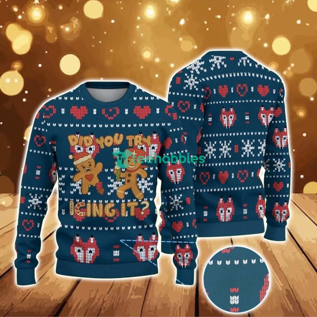Ugly Christmas Sweater With Heart And Snowflake Pattern Featuring Nurse Gingerbread