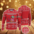 Ugly Christmas Sweater With Snowflake Pattern Featuring Funny Pink Flamingo