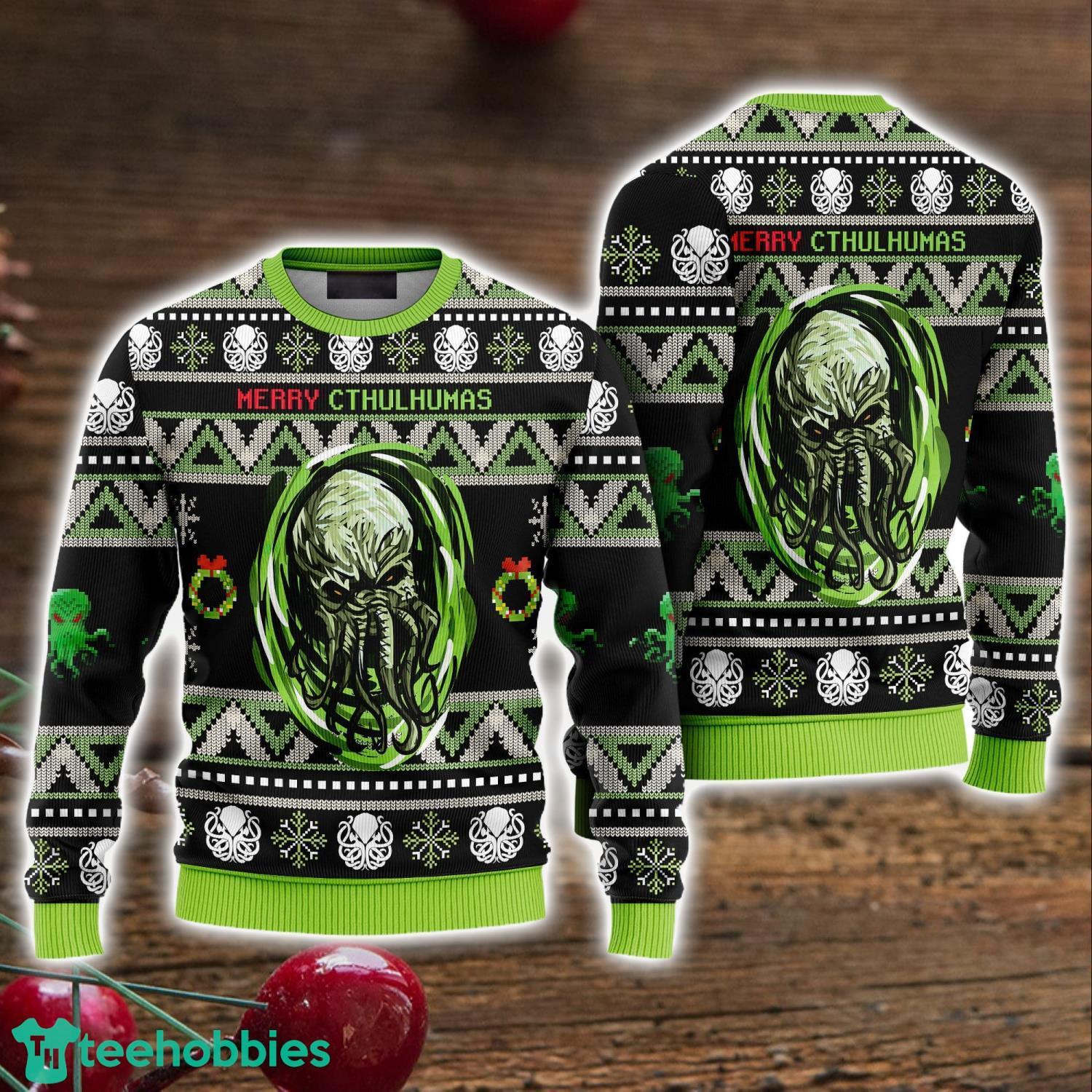 Ugly Sweater Merry Cthulhumas Cthulhu Idolo De Cthulhu Ugly Christmas Sweater Holiday Sweater
