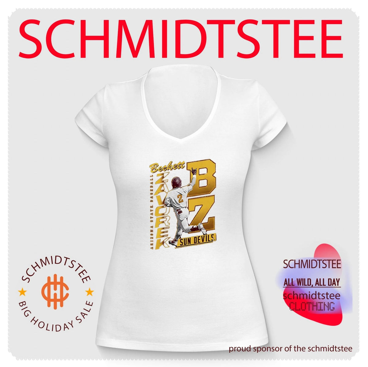 Arizona State Sun Devils Baseball Beckett Zavorke BZ number illustration shirt