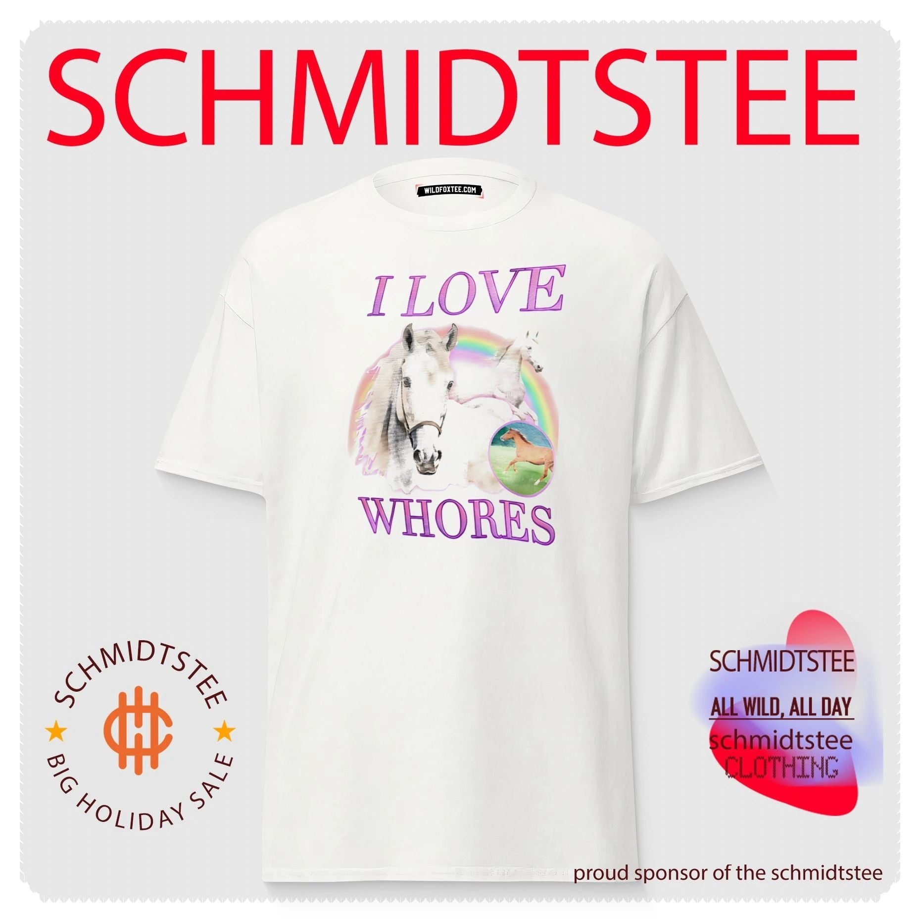 I love whores horse rainbow graphic shirt