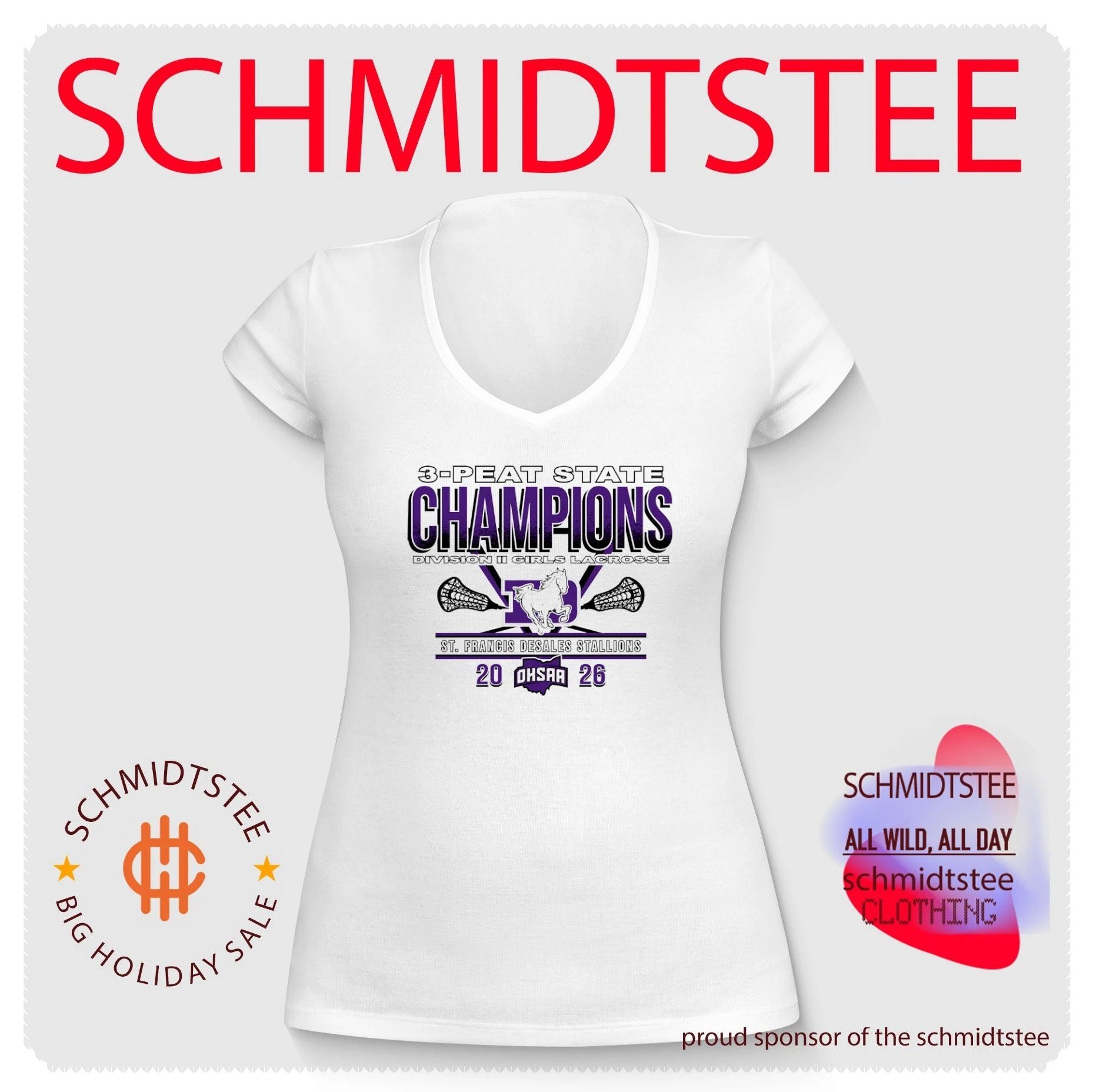 St. Francis DeSales Stallions 2026 OHSAA Girls Lacrosse D2 3-Peat State Champions shirt