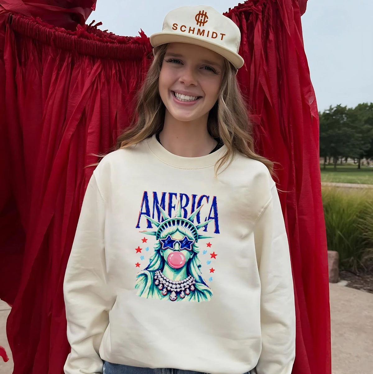 America Statue Of Liberty Blowing Bubble Gum 4th Of July Shirt