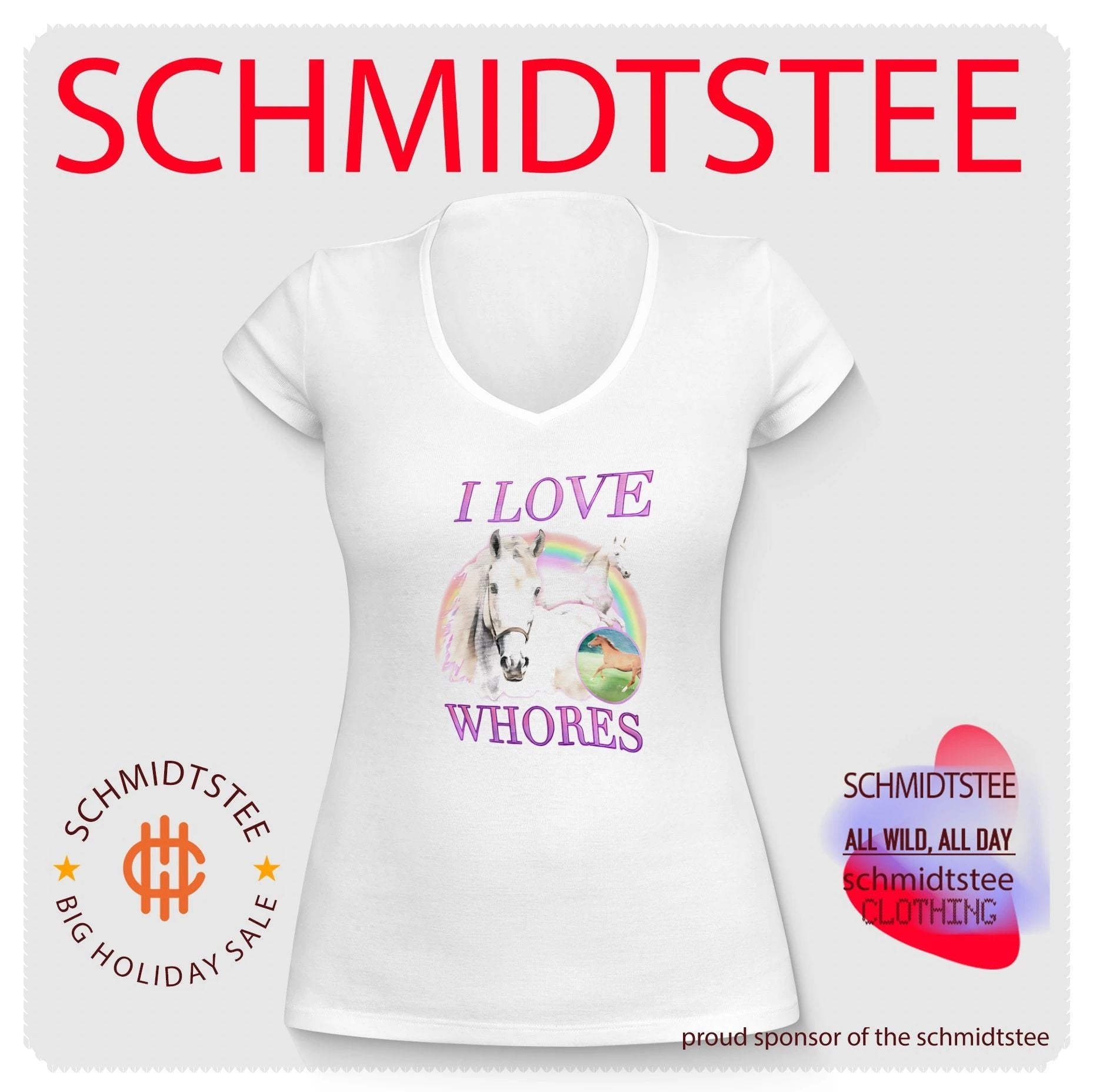 I love whores horse rainbow graphic shirt