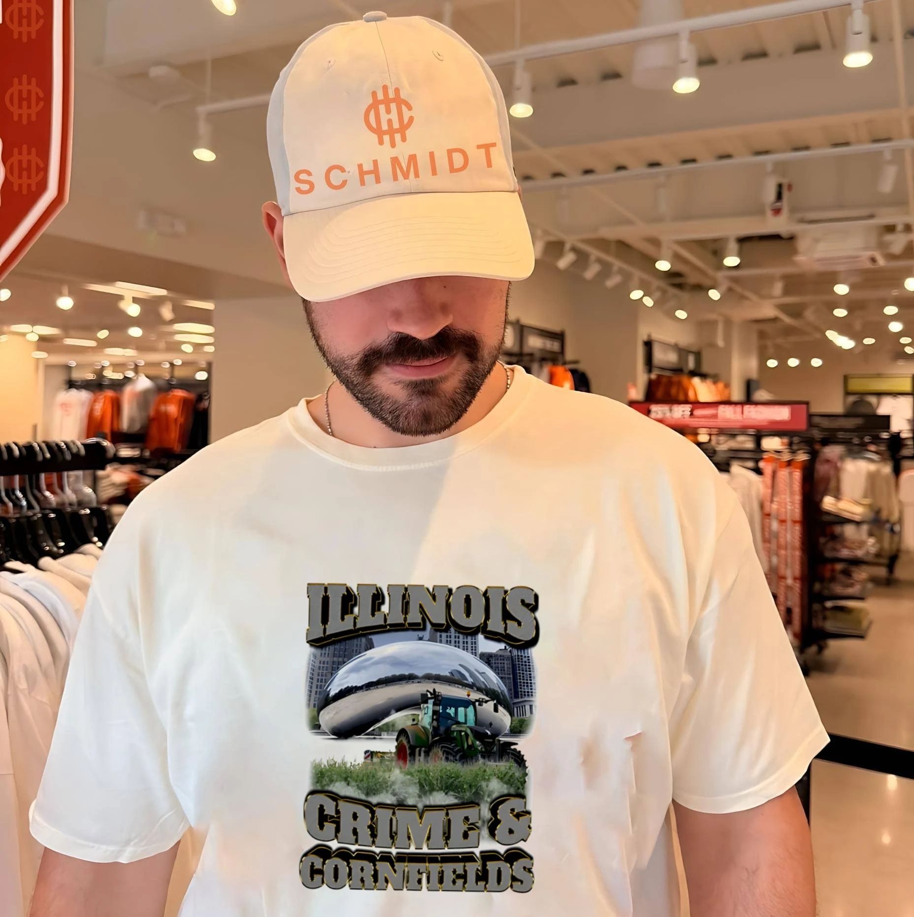 Illinois crime and cornfields text with Cloud Gate sculpture photo shirt