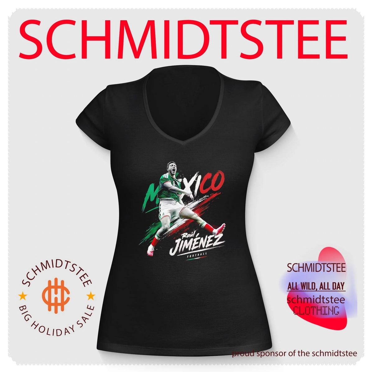 Mexico soccer player Raul Jimenez portrait shirt