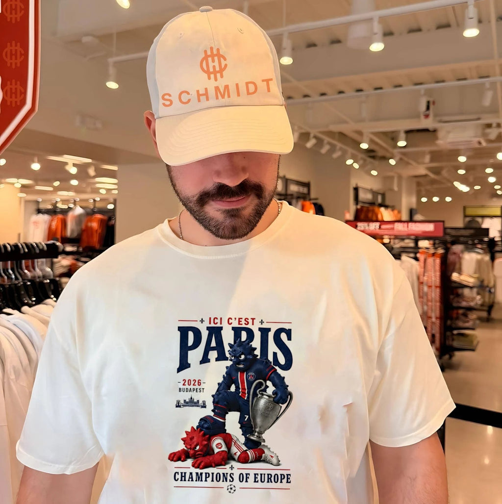 Paris Saint-Germain beat Arsenal ici c’est Paris Champions of Europe 2026 Budapest mascot shirt
