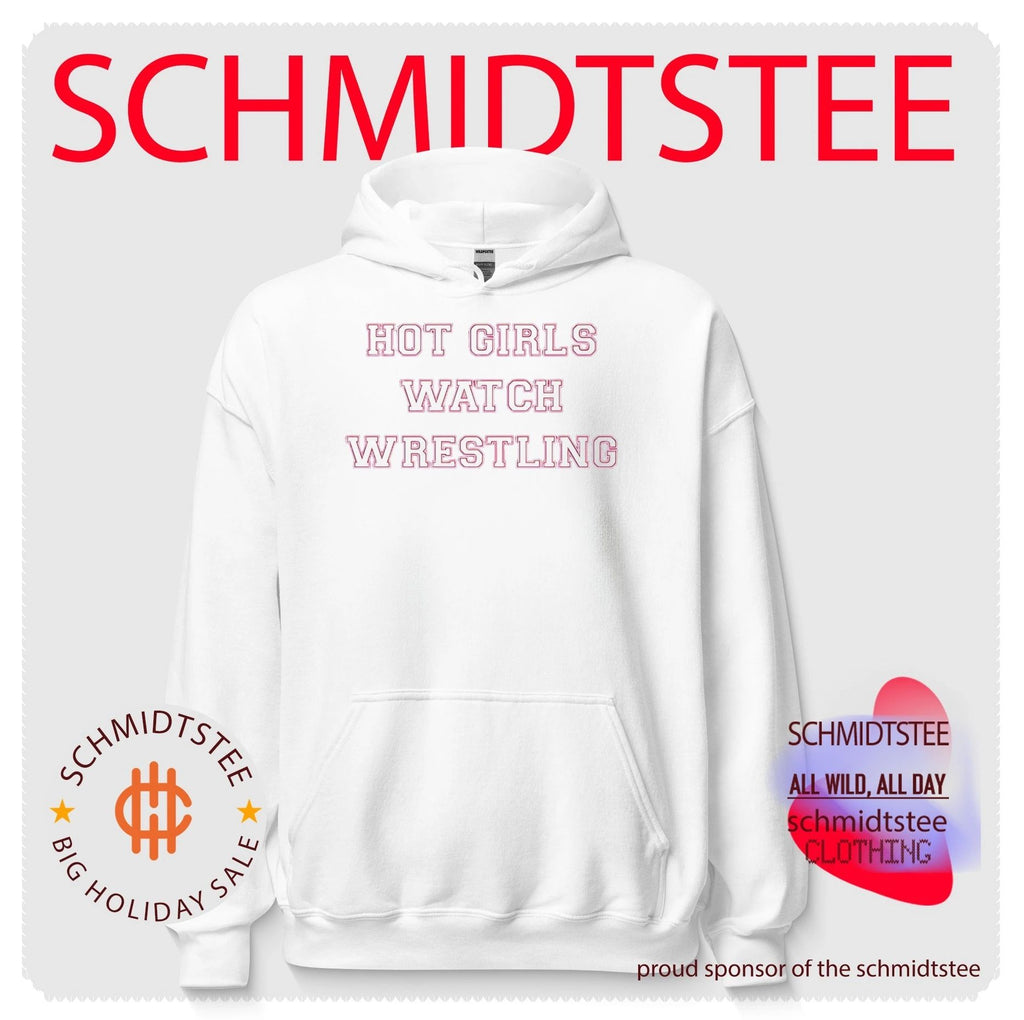girls watch wrestling simple text shirt