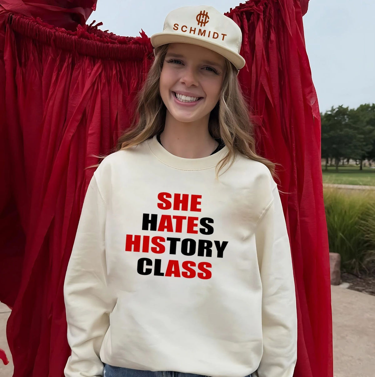 She hates history class she ate his ass text shirt