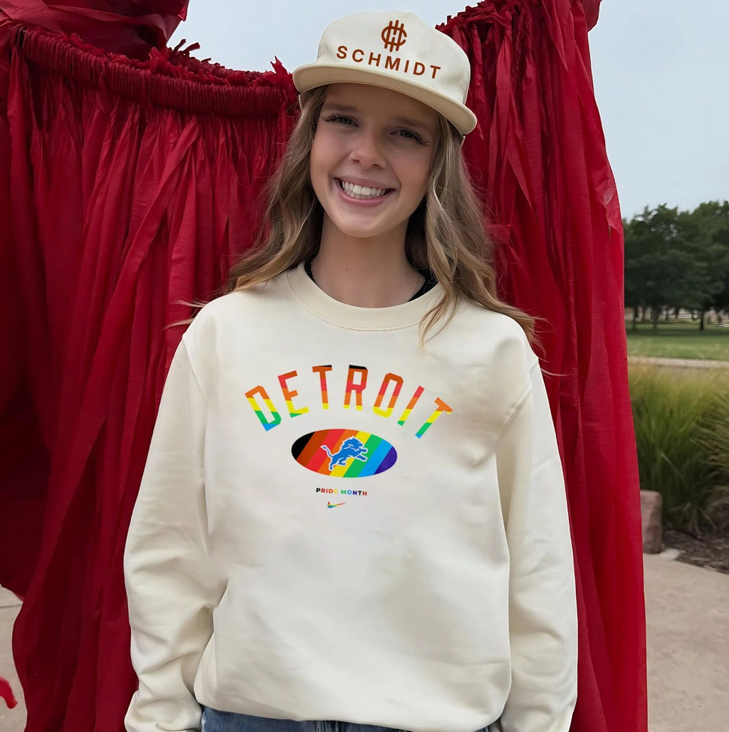 Detroit Lions Pride Month Rainbow logo shirt