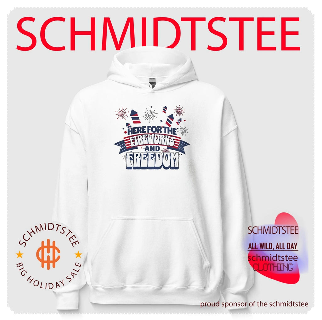 Here for the fireworks and freedom firework graphic shirt