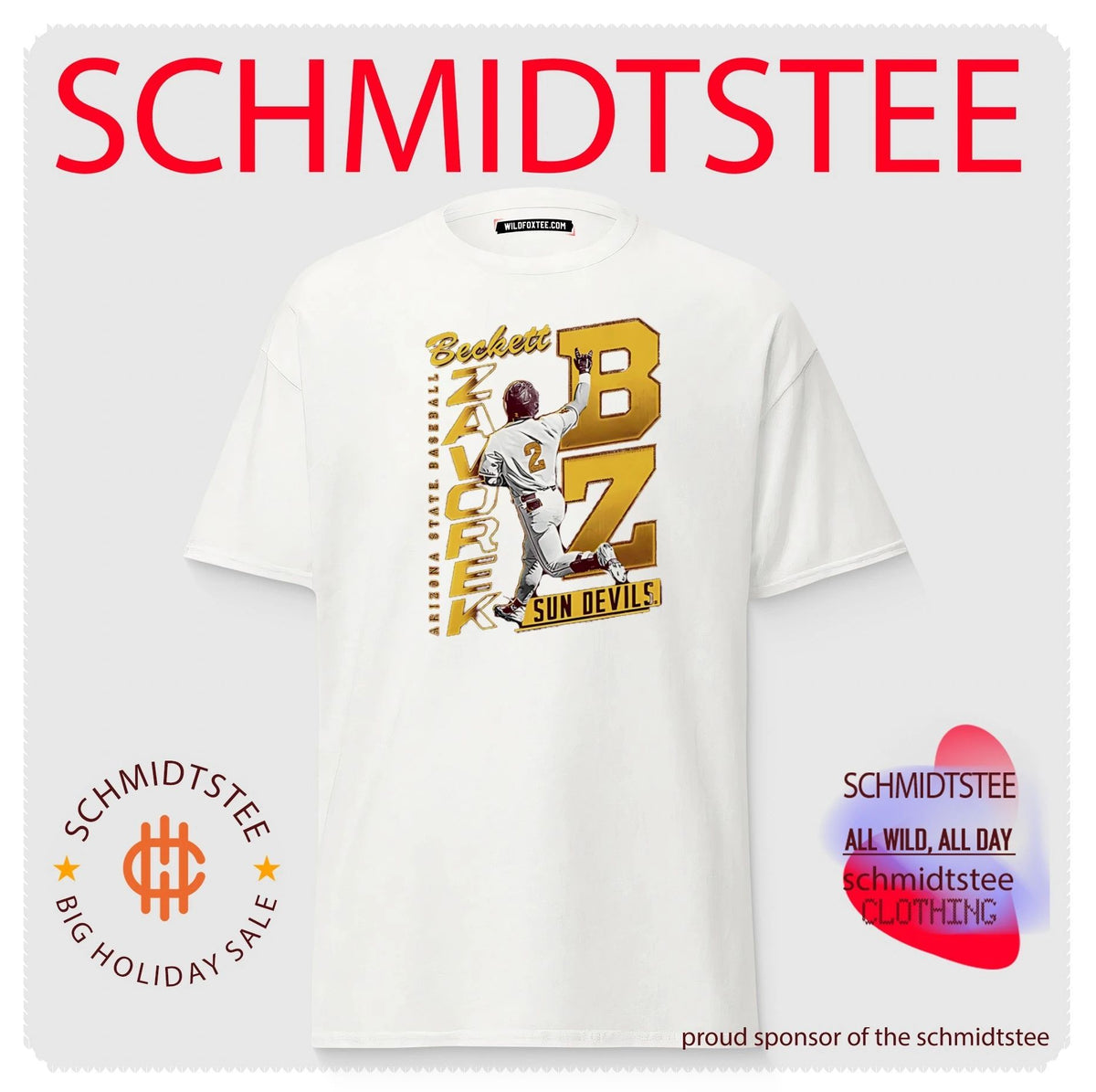 Arizona State Sun Devils Baseball Beckett Zavorke BZ number illustration shirt
