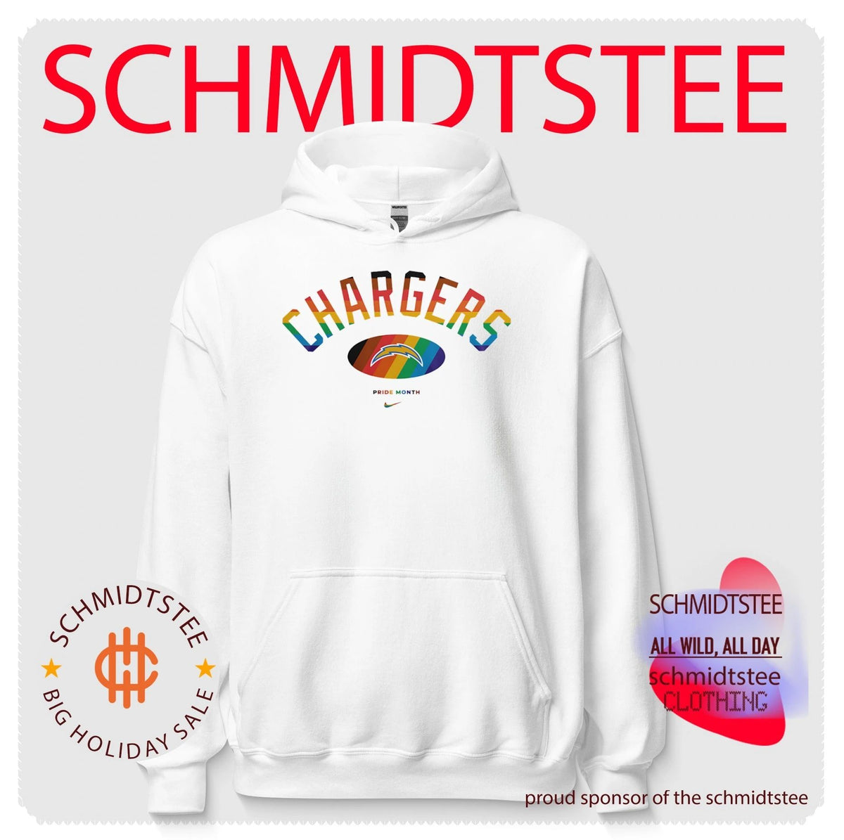 Los Angeles Chargers Pride Month Rainbow logo shirt