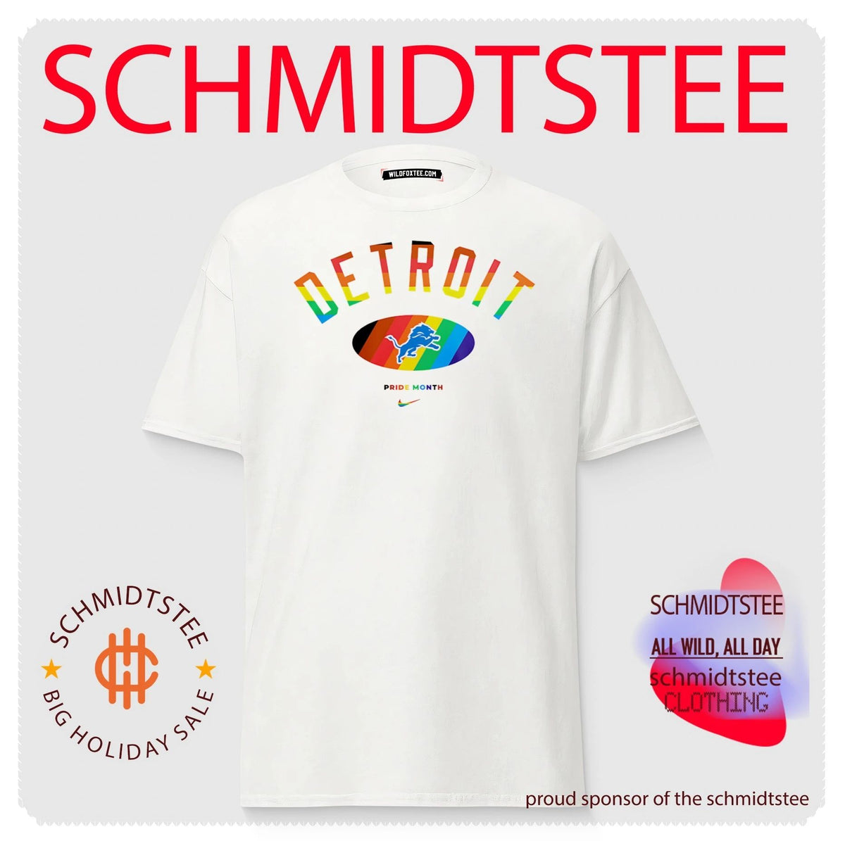 Detroit Lions Pride Month Rainbow logo shirt