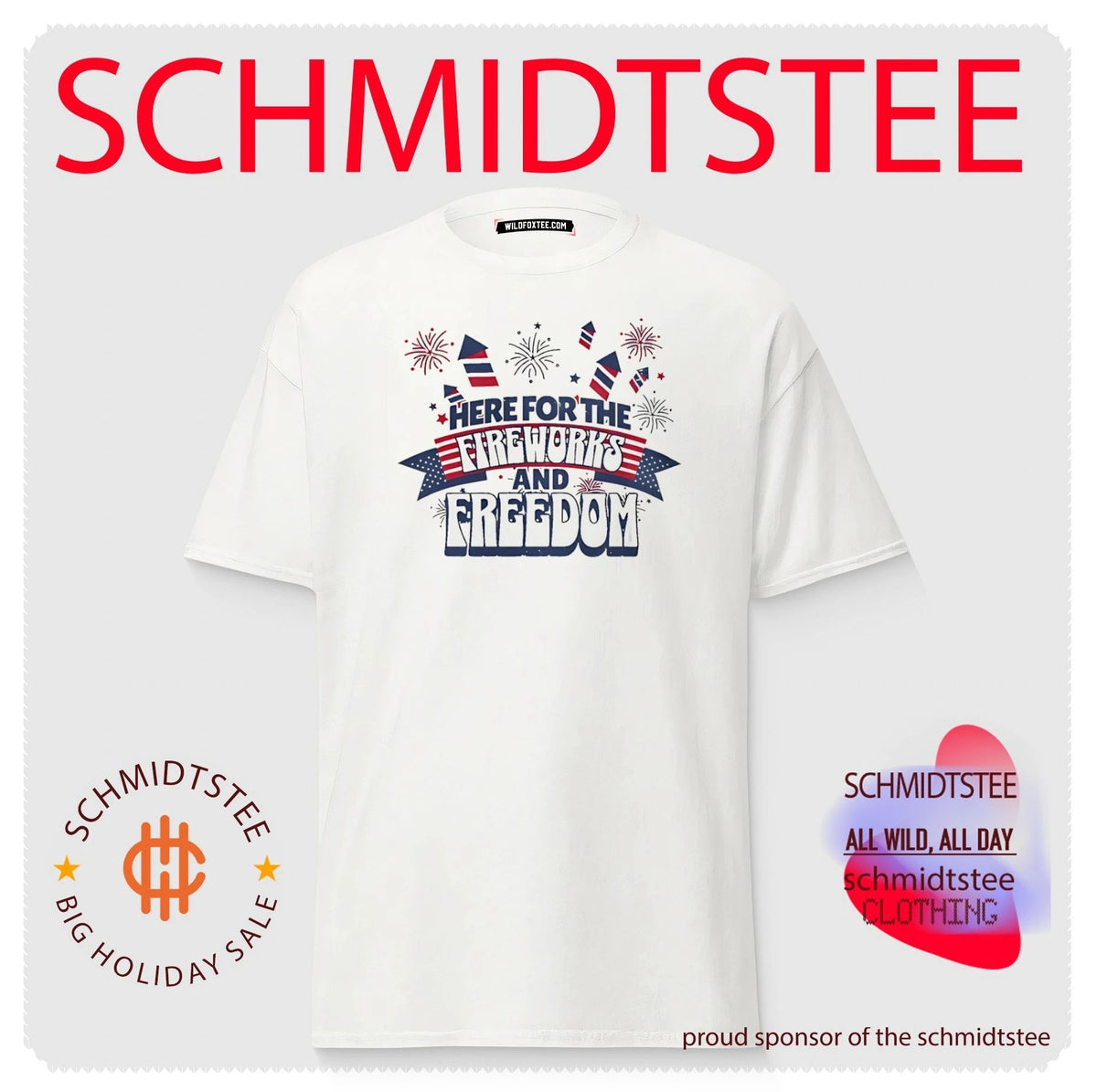 Here for the fireworks and freedom firework graphic shirt