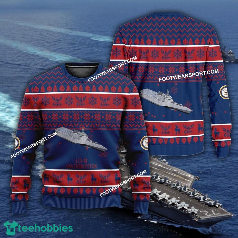 US Navy USS Charleston LCS-18 Ugly Christmas Sweater AOP Gift Veteran