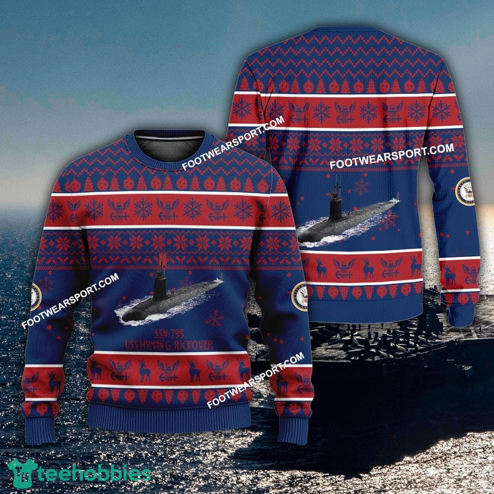 US Navy USS Hyman G. Rickover SSN-795 Ugly Christmas 3D Sweater Gift Veteran