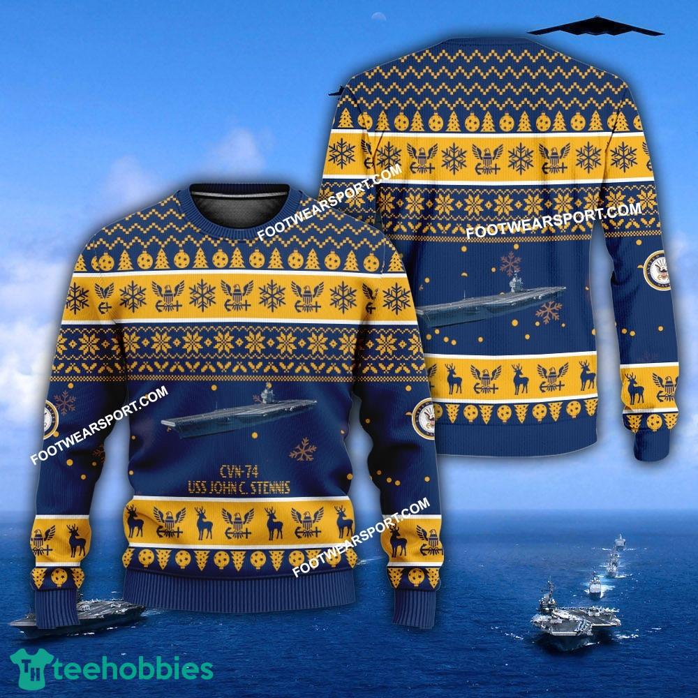 US Navy USS John C. Stennis CVN-74 Knitted Xmas Sweater For Men Women