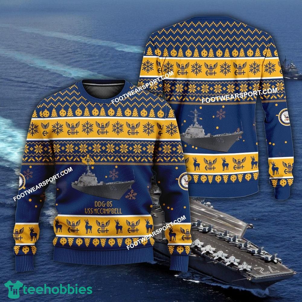 US Navy USS McCampbell DDG-85 Ugly Christmas Sweater AOP For Army