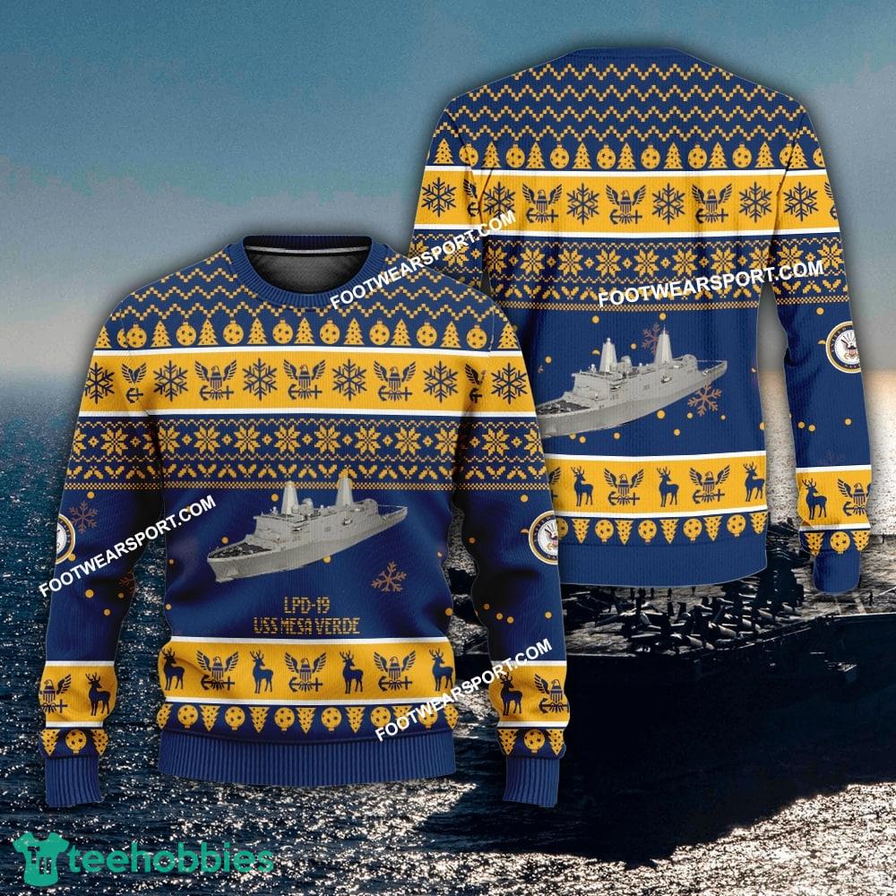 US Navy USS Mesa Verde LPD-19 Ugly Christmas 3D Sweater For Men Women