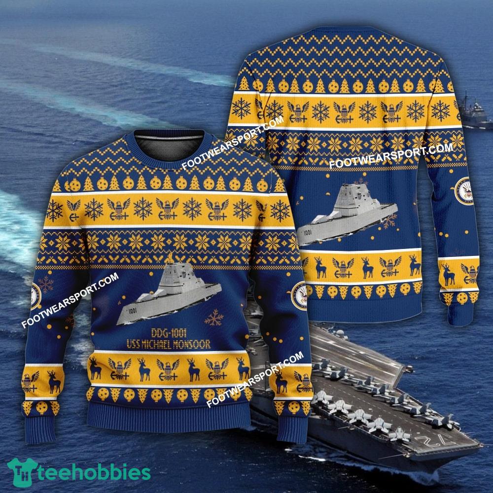 US Navy USS Michael Monsoor DDG-1001 Ugly Christmas Sweater AOP Gift Veteran
