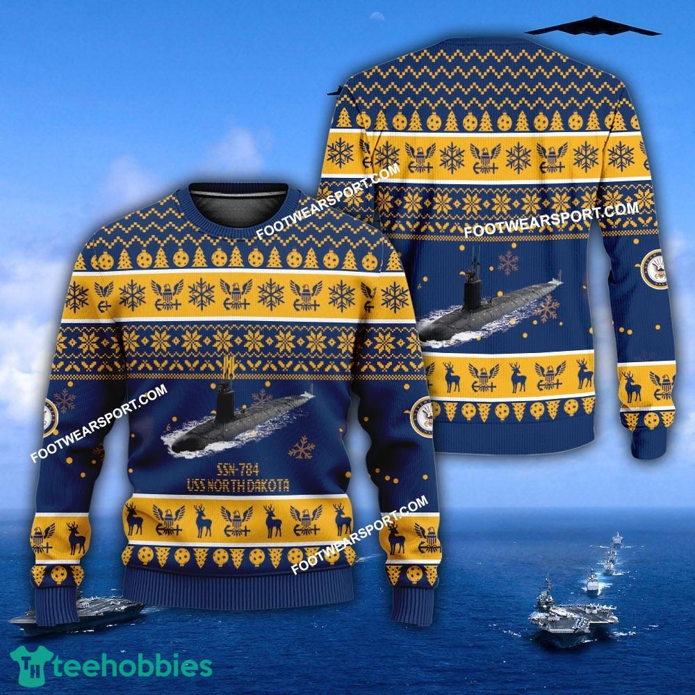 US Navy USS North Dakota SSN-784 Ugly Christmas Sweater Gift Veteran
