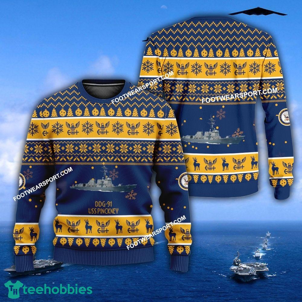 US Navy USS Pinckney DDG-91 Ugly Christmas Sweater For Men Women