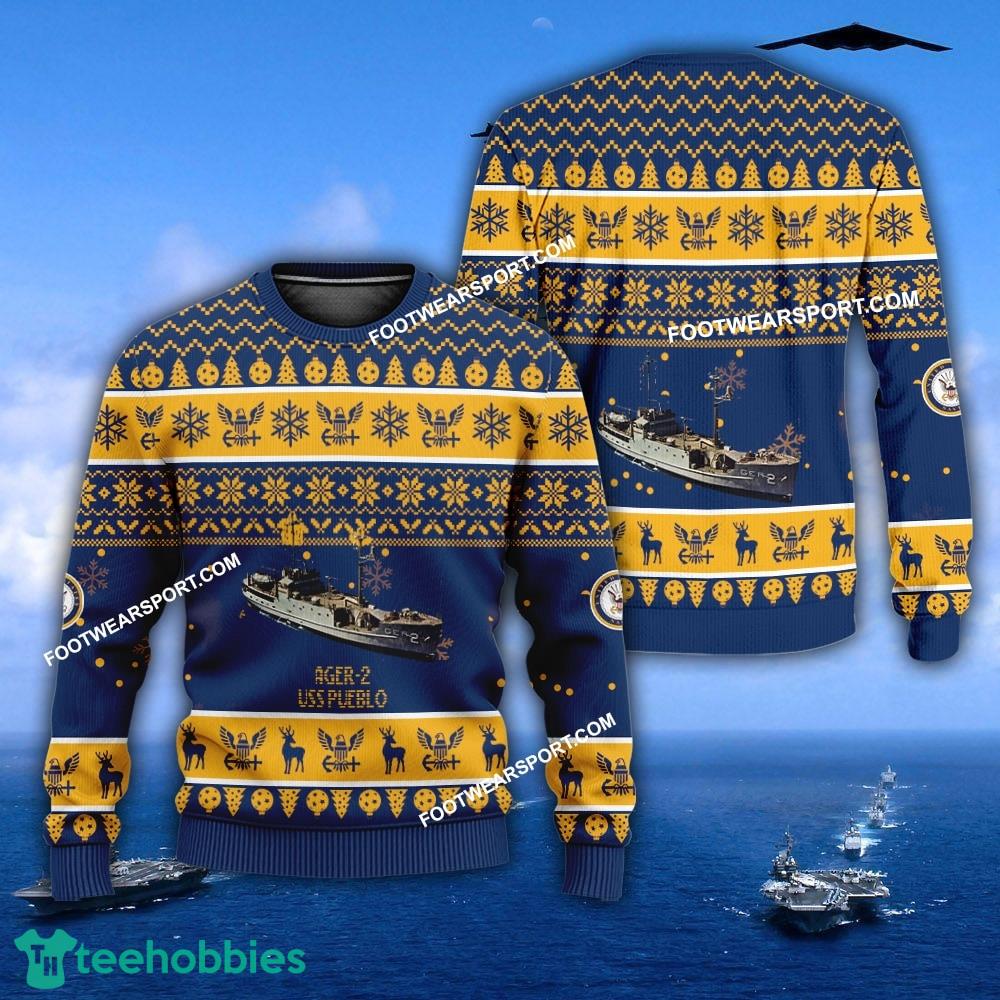 US Navy USS Pueblo AGER-2 Ugly Christmas Sweater For Army
