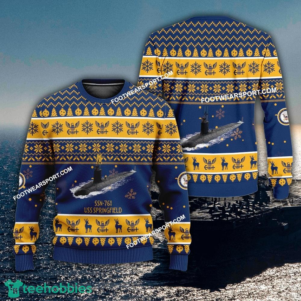 US Navy USS Springfield SSN-761 Ugly Christmas 3D Sweater Gift Veteran