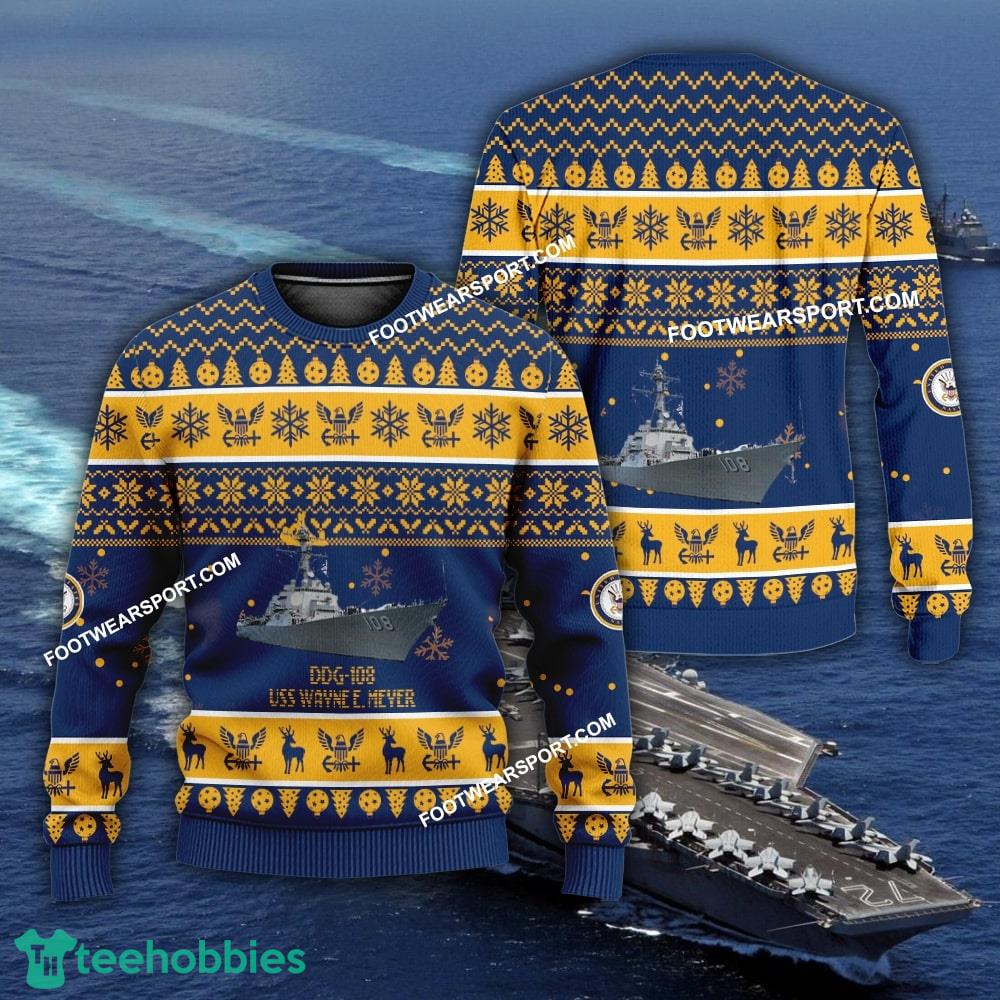 US Navy USS Wayne E. Meyer DDG-108 Ugly Christmas Sweater AOP For Men Women