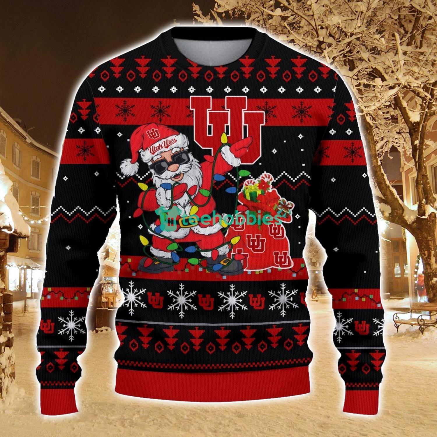 Utah Utes Santa Claus Ugly Christmas Sweater All Printed Sweater For Fans Gift Ideas