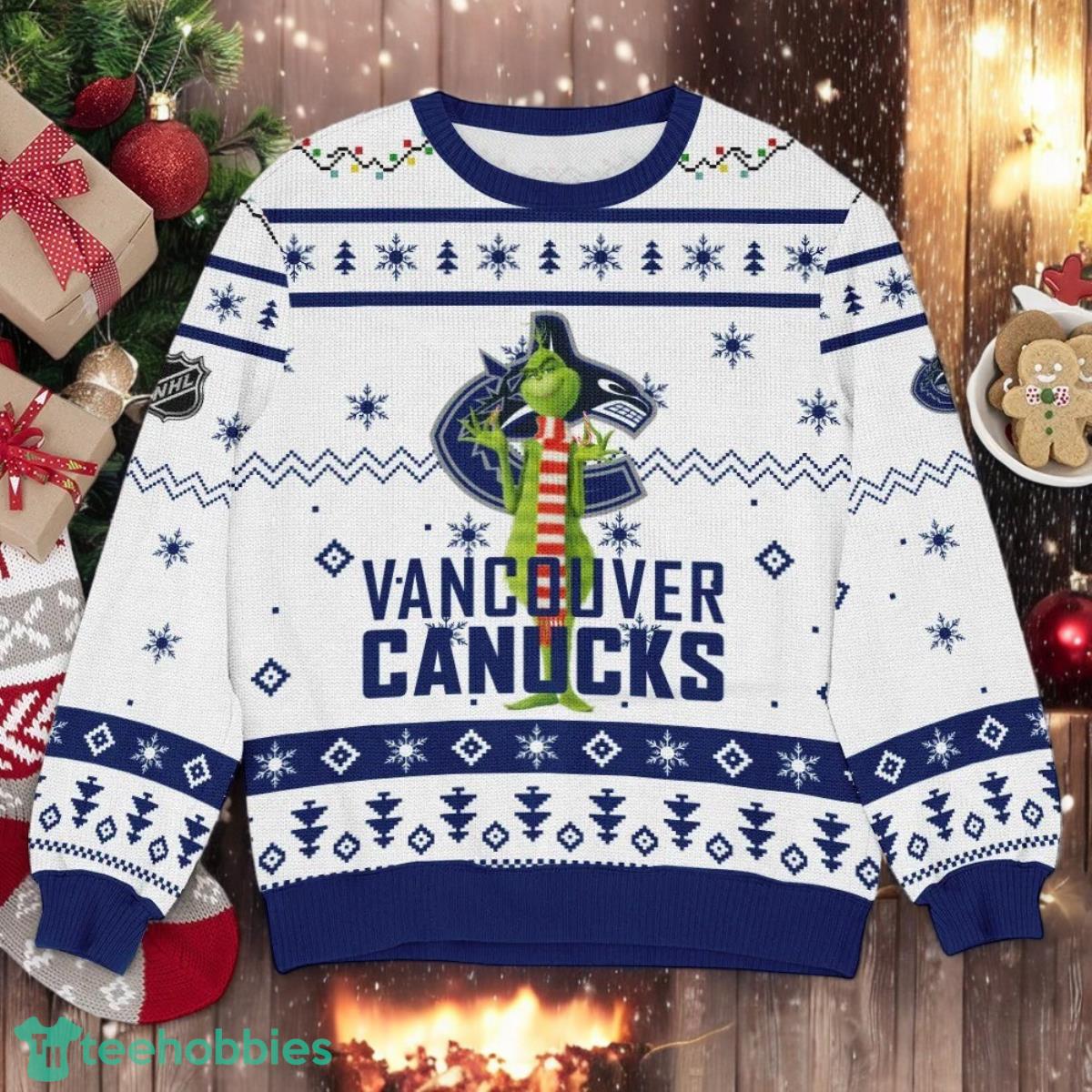 Vancouver Canucks NHL Grinch Ugly Christmas Sweater Team Holiday Christmas Gift