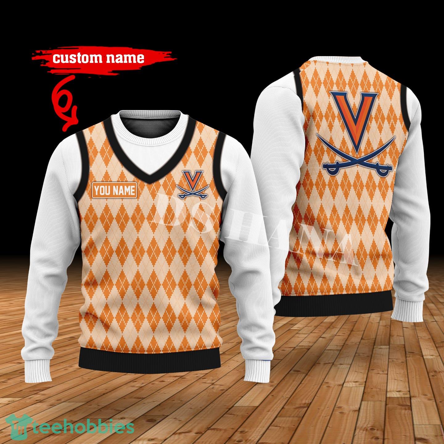 Virginia Cavaliers Custom Name New Style Sweater Ghile Style 3D Print Christmas Sweater