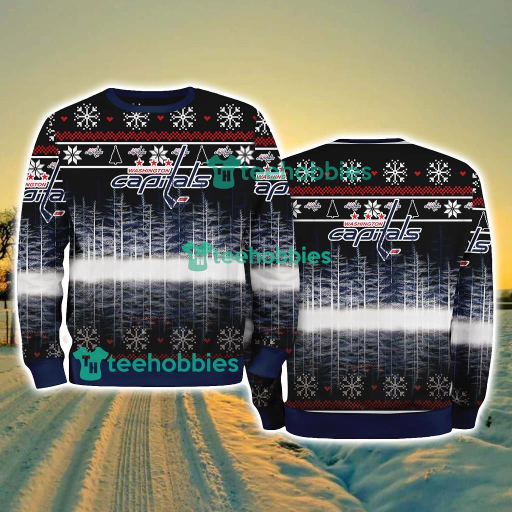 Washington Capitals Logo Brand Pine Tree Christmas Pattern Christmas Ugly Sweater