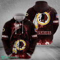 Washington Redskins Fire Skull Knitwear Halloween 3D Hoodie For Men Women