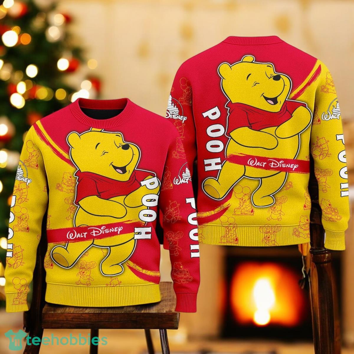 Winnie Pooh Yellow Red Ugly Christmas Sweater Winnie Pooh Xmas Holiday Gift