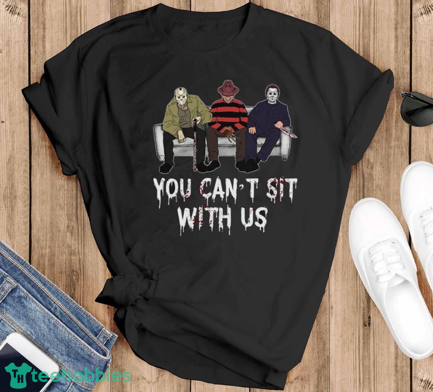 You Can’t Sit With Us Horror Characters Vintage T-Shirt
